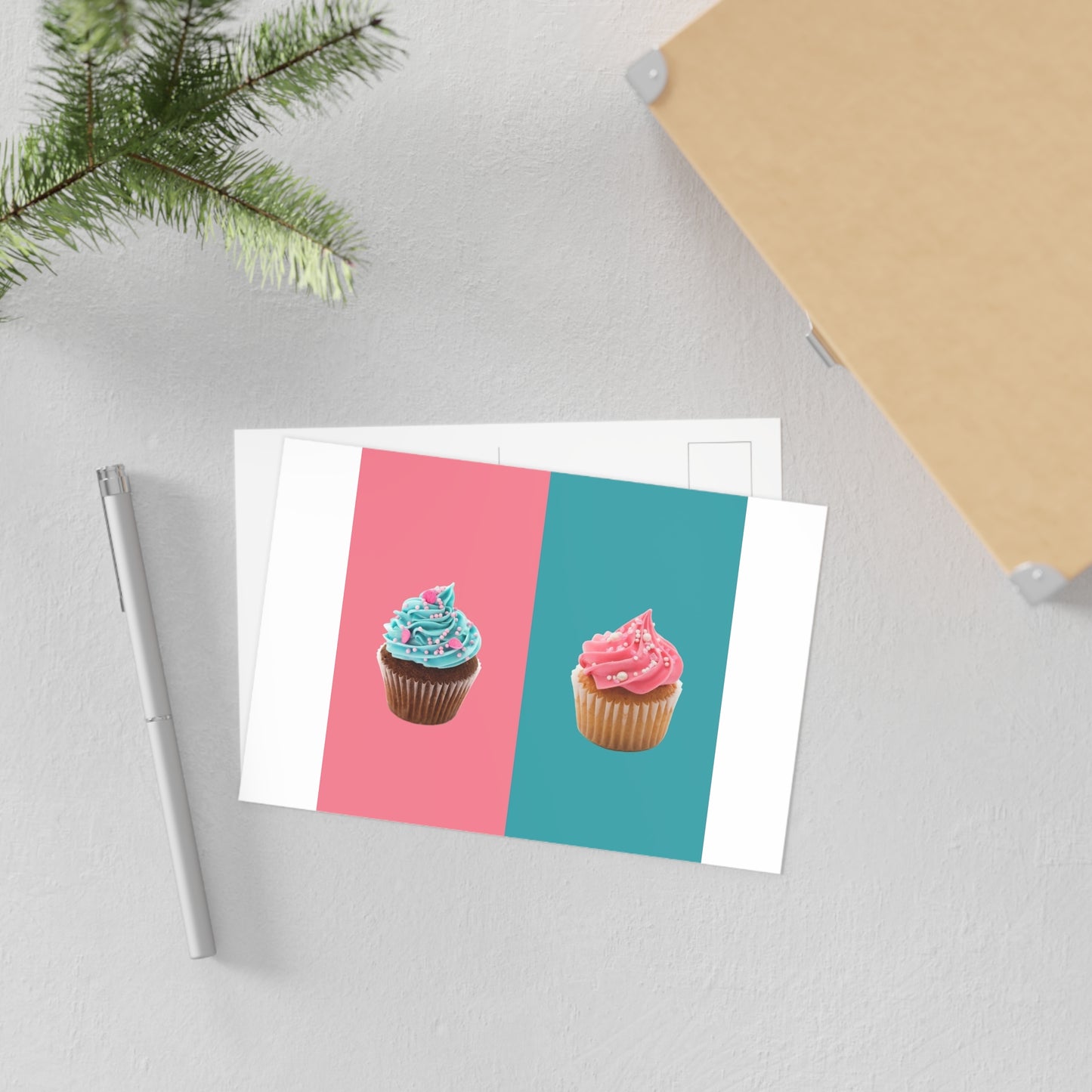 Postcards — Retro Cupcake Fine Art Greeting Cards (Pink & Teal)