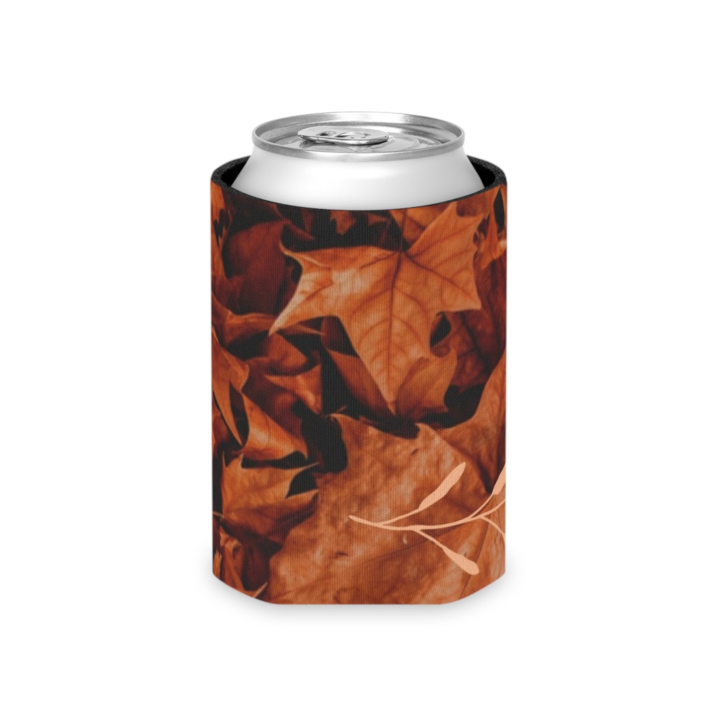 Hello Fall Can Cooler — Autumn Leaves Drink Koozie