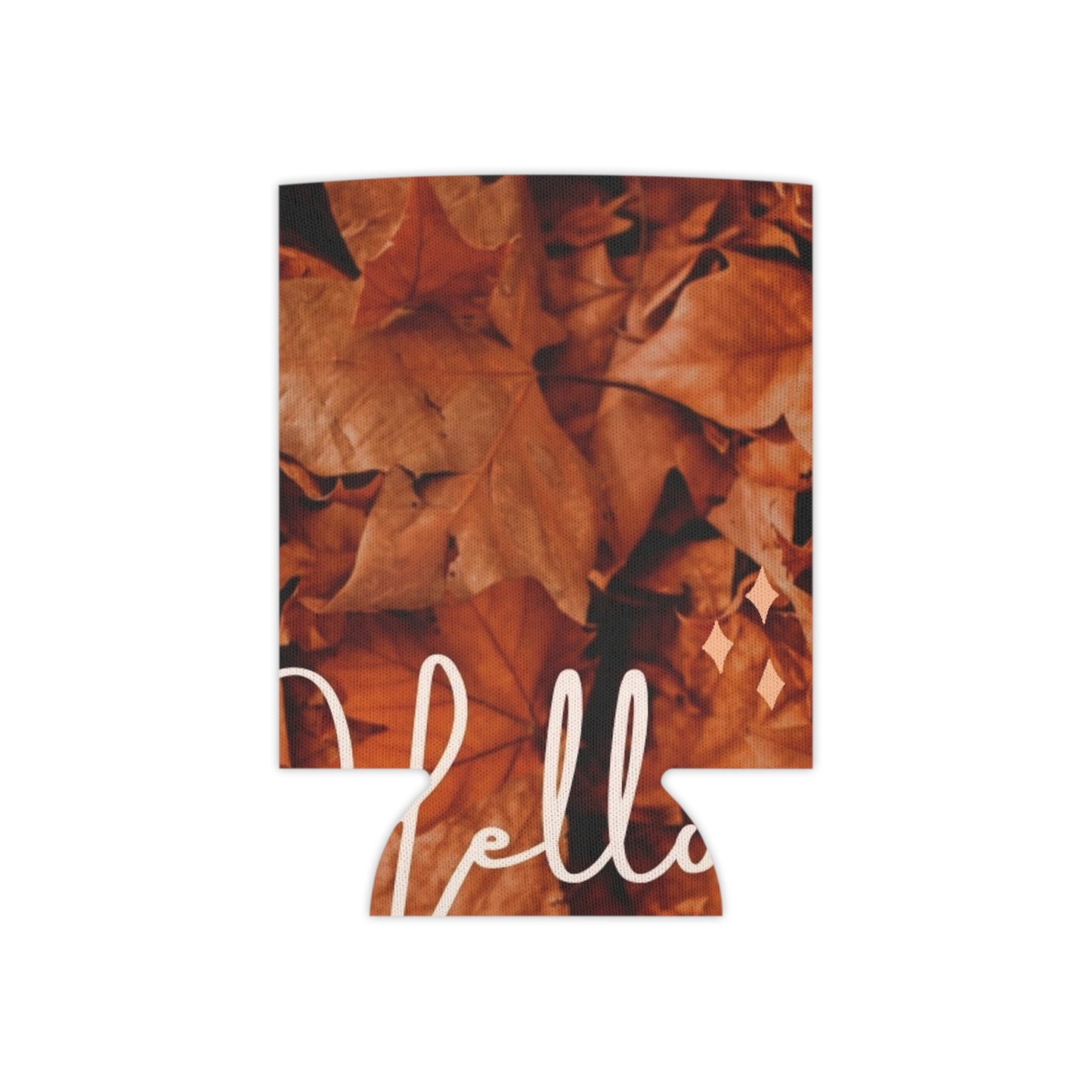Hello Fall Can Cooler — Autumn Leaves Drink Koozie