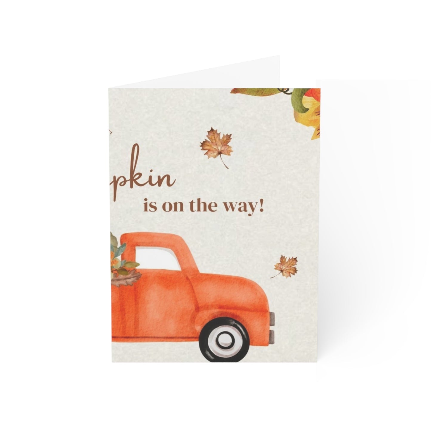 Autumn Pumpkin Truck Greeting Cards — “A Sweet Little Pumpkin is on the Way!” (1/10/30/50 pcs)