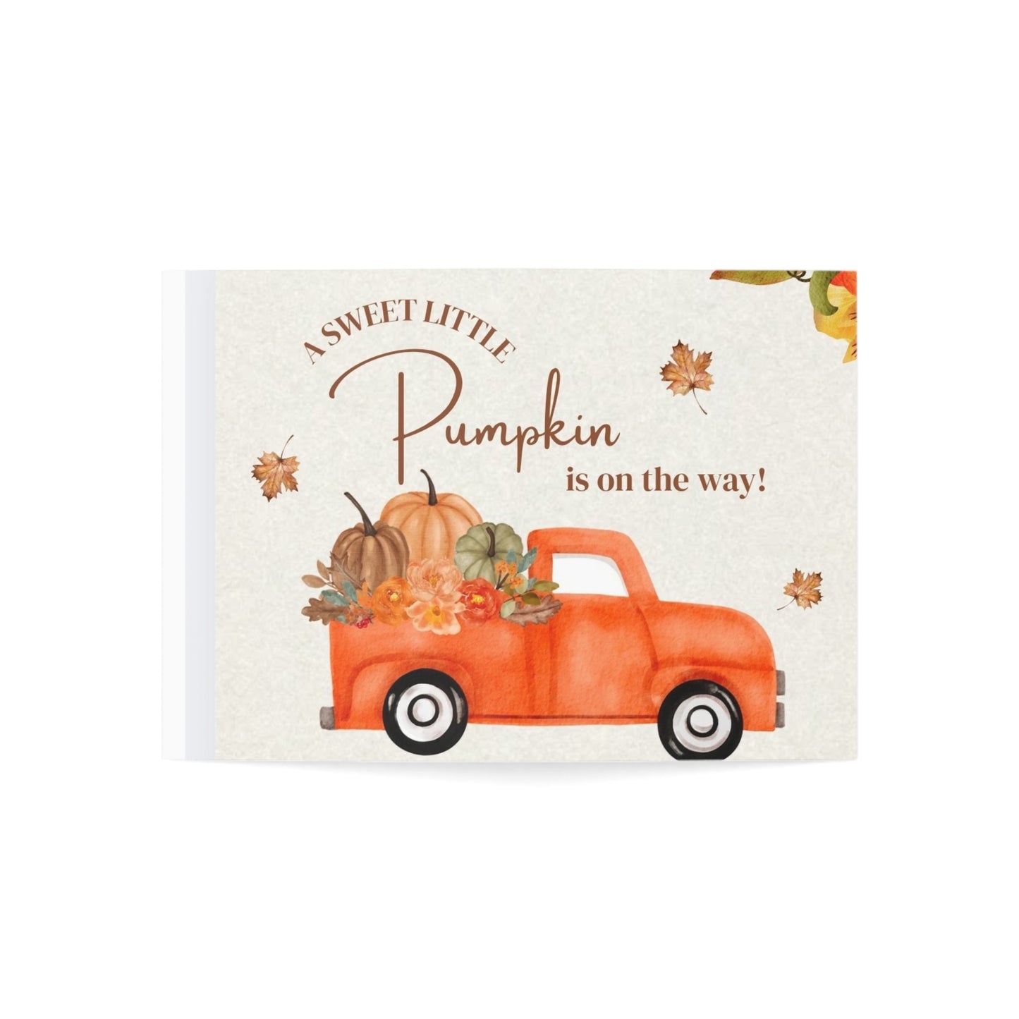 Autumn Pumpkin Truck Greeting Cards — “A Sweet Little Pumpkin is on the Way!” (1/10/30/50 pcs)