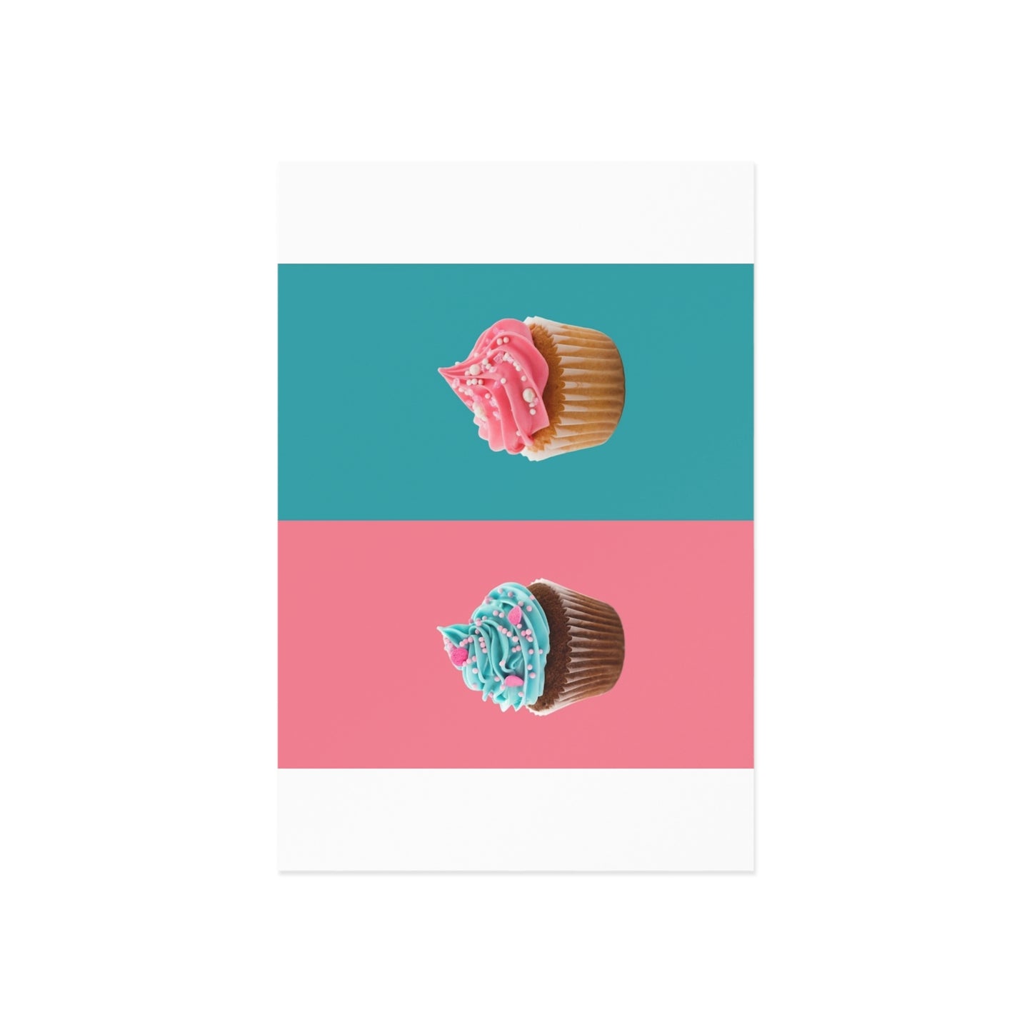 Postcards — Retro Cupcake Fine Art Greeting Cards (Pink & Teal)