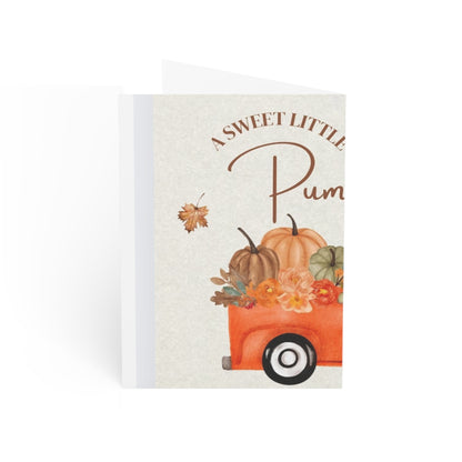 Autumn Pumpkin Truck Greeting Cards — “A Sweet Little Pumpkin is on the Way!” (1/10/30/50 pcs)