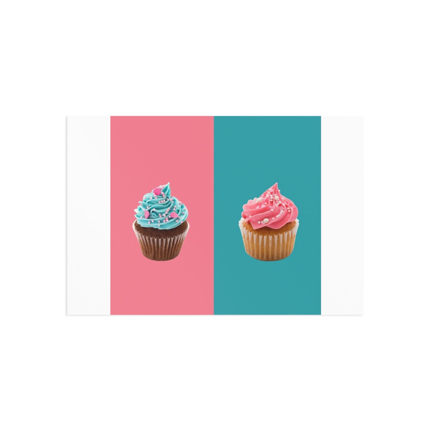 Postcards — Retro Cupcake Fine Art Greeting Cards (Pink & Teal)