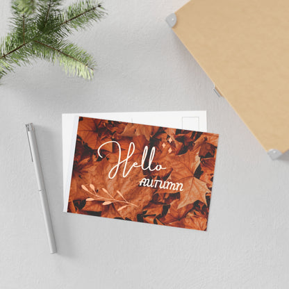 Hello Autumn Fine Art Postcards — Fall Leaves Greeting Cards (Set)