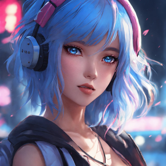 Anime de chica de cabello Azul