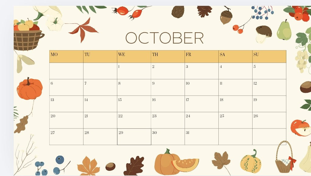 Weekly planner  october