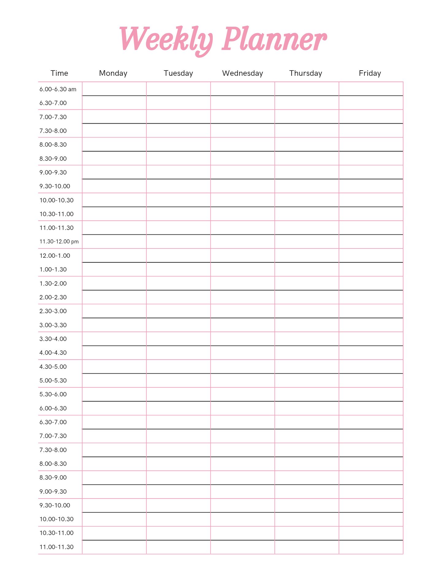 Weekly planner